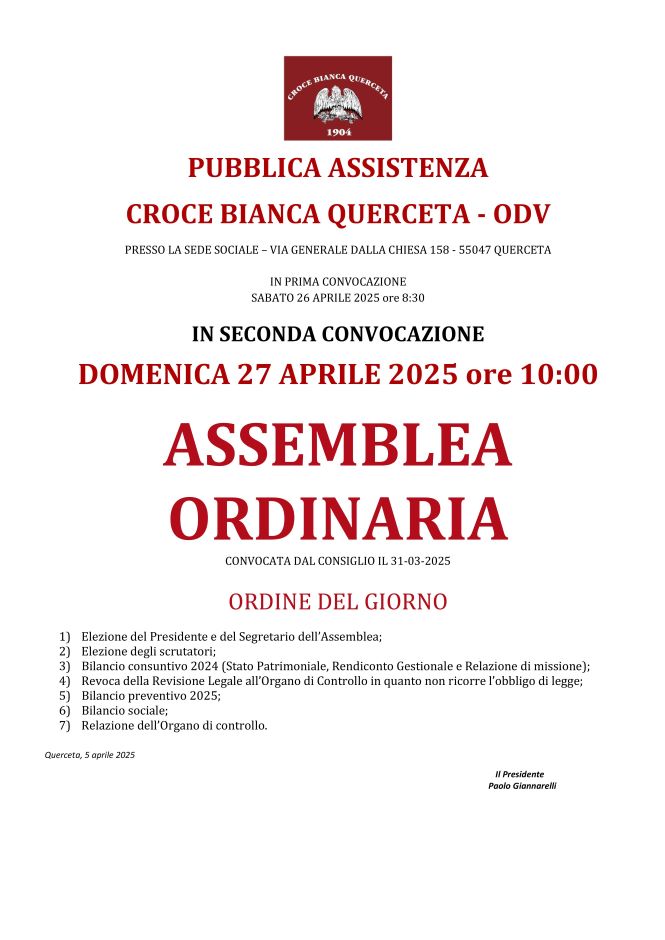 Assemblea Ordinaria degli Associati